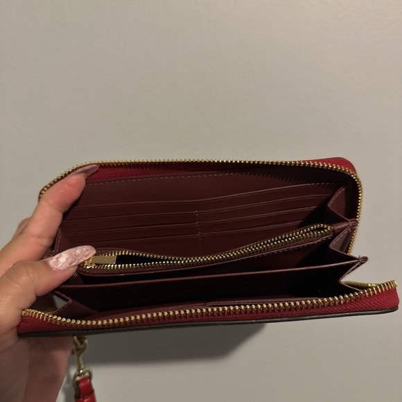 Coach Red/Brown/Gold Wallet in Signature Canvas - Picture 8 of 8